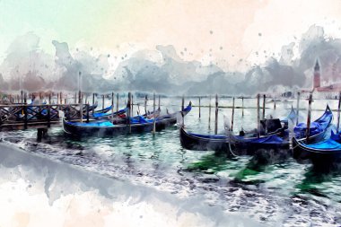 Venedik sanat eskizi çizimi eğlenceli tasarım antika retro