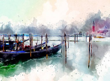 Venedik sanat eskizi çizimi eğlenceli tasarım antika retro