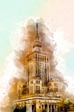 Varşova şehir manzarası dış sanat çizimi çizimi