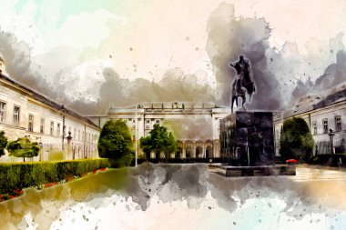 Varşova şehir manzarası dış sanat çizimi çizimi