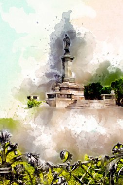 Varşova şehir manzarası dış sanat çizimi çizimi