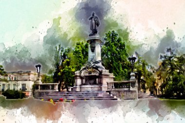 Varşova şehir manzarası dış sanat çizimi çizimi