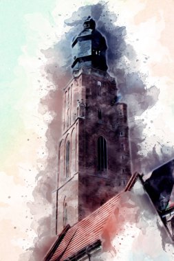 Wroclaw City Poland antika sanat eskizi çizimi