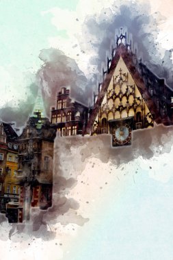 Wroclaw City Poland antika sanat eskizi çizimi