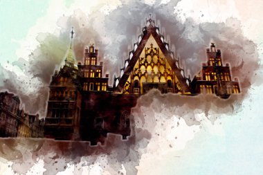 Wroclaw City Poland antika sanat eskizi çizimi