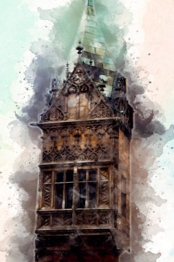 Wroclaw City Poland antika sanat eskizi çizimi