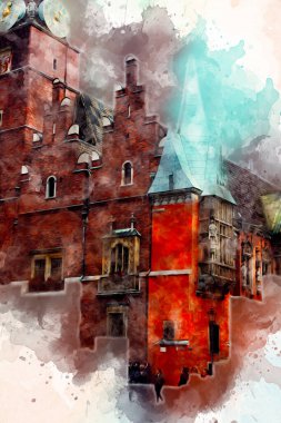 Wroclaw City Poland antika sanat eskizi çizimi