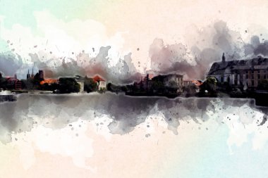 Wroclaw City Poland antika sanat eskizi çizimi