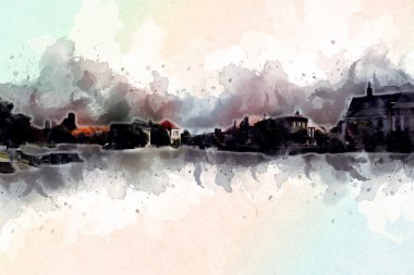 Wroclaw City Poland antika sanat eskizi çizimi