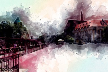 Wroclaw City Poland antika sanat eskizi çizimi