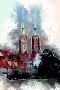 Wroclaw City Poland antika sanat eskizi çizimi