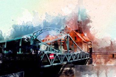 Wroclaw City Poland antika sanat eskizi çizimi