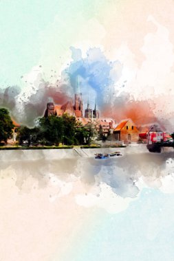 Wroclaw City Poland antika sanat eskizi çizimi