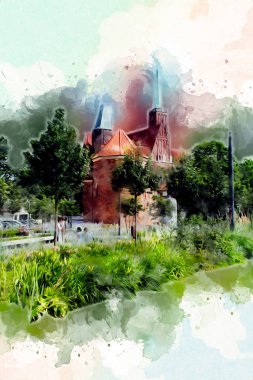 Wroclaw City Poland antika sanat eskizi çizimi