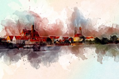 Wroclaw City Poland antika sanat eskizi çizimi