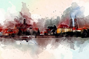 Wroclaw City Poland antika sanat eskizi çizimi