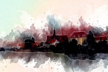 Wroclaw City Poland antika sanat eskizi çizimi