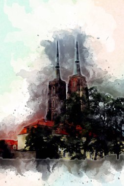 Wroclaw City Poland antika sanat eskizi çizimi