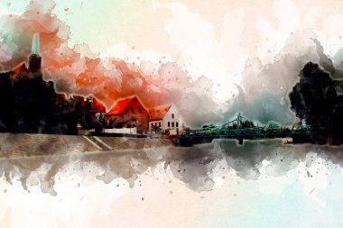 Wroclaw City Poland antika sanat eskizi çizimi