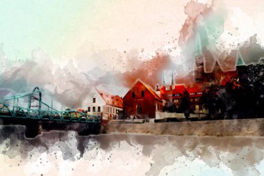 Wroclaw City Poland antika sanat eskizi çizimi