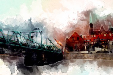 Wroclaw City Poland antika sanat eskizi çizimi