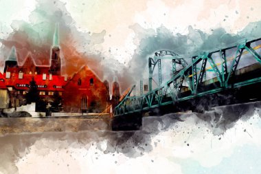 Wroclaw City Poland antika sanat eskizi çizimi