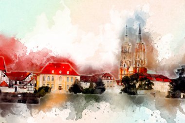 Wroclaw City Poland antika sanat eskizi çizimi