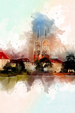 Wroclaw City Poland antika sanat eskizi çizimi