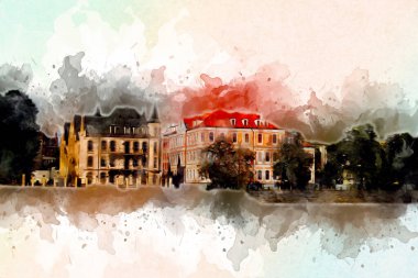 Wroclaw City Poland antika sanat eskizi çizimi