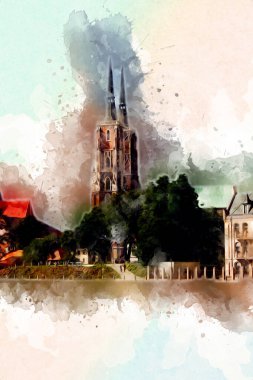 Wroclaw City Poland antika sanat eskizi çizimi