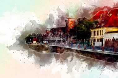 Wroclaw City Poland antika sanat eskizi çizimi