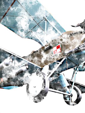 Beyaz arka planda izole edilmiş eski bir savaş uçağı.