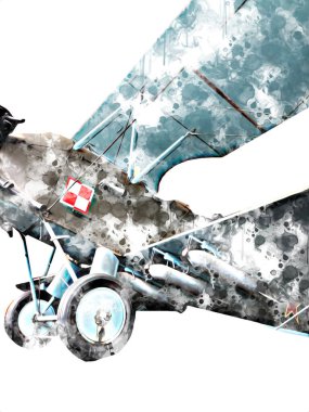 Beyaz arka planda izole edilmiş eski bir savaş uçağı.