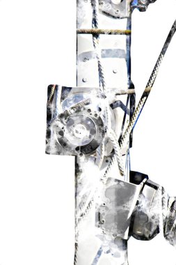 Yelkenli tekneler marina sanat illüstrasyonuna yerleştirildi.