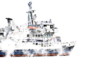 Yelkenli tekneler marina sanat illüstrasyonuna yerleştirildi.