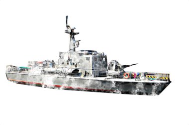 Askeri gemi, Atlantik Denizi 'nin engebeli çizimlerinden geçiyor.