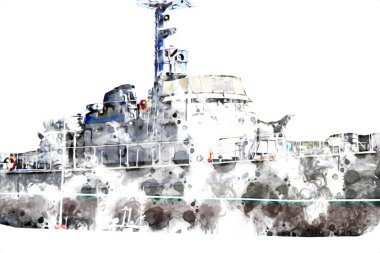 Askeri gemi, Atlantik Denizi 'nin engebeli çizimlerinden geçiyor.