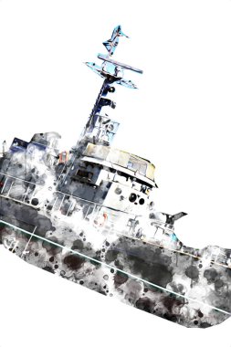 Askeri gemi, Atlantik Denizi 'nin engebeli çizimlerinden geçiyor.