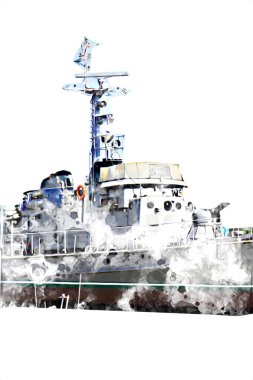 Askeri gemi, Atlantik Denizi 'nin engebeli çizimlerinden geçiyor.