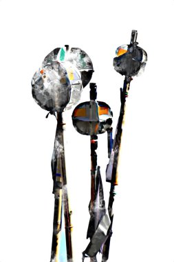 Rüzgarda dalgalanan renkli deniz yelkenli bayrakları sanat eseri çizimleri