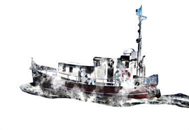 Yelkenli tekneler rıhtıma, liman sanatı illüstrasyonları klasik