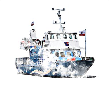 Yelkenli tekneler rıhtıma, liman sanatı illüstrasyonları klasik