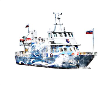 Yelkenli tekneler rıhtıma, liman sanatı illüstrasyonları klasik