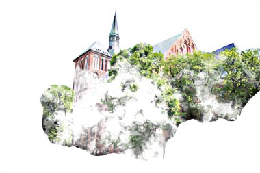 Kolobrzeg eski şehir, belediye binası, poland resim çizimi