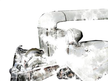 Zırhlı Araç Teknik Askeri Kamyon Sanat Çizimi