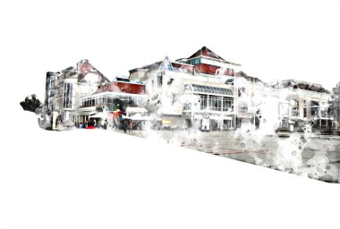 Sopot sanat çiziminde kare ve gezinti mimari dönüm noktası