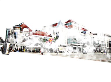 Sopot sanat çiziminde kare ve gezinti mimari dönüm noktası