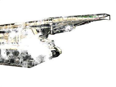 Vintage tank izole çizim sanat illüstrasyonu