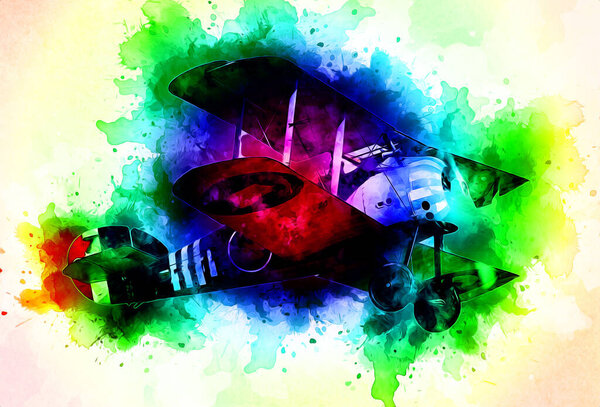 old fighter plane isolated on white background art vintage retro illustration