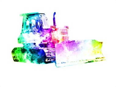 Buldozer illüstrasyon renk sanat grunge vintage çizim
